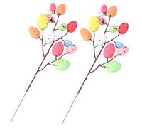 VICASKY 2pcs Easter Egg Decor Stems with Speckled Egg Branches, Artificial Easter Tree Floral Arrangement, Spring Holiday Home Decoration