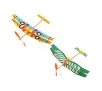 VICASKY 2Pcs Educational Aircraft Model Lightweight Foam Glider Planes with Rubber Band Power Safe and Assemble for Motor Skill Development and Outdoor Play