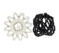 VICASKY 2pcs Elastic Crochet Pearl Bun Cover for Ballet Dance Hairnets Rhinestone Decor Hair Snoods for Women and Flexible Secure Hold Hairnet for Recital and Rehearsal