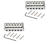 VICASKY 2pcs Electric Guitar Bridge Tailpiece Replacement Silver Fixed Bridge for Style Guitars Easy Installation Wrench Standard String Spacing
