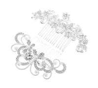 VICASKY 2pcs Elegant Wedding Hair Combs Rhinestones and Imitation Pearls for Bride Hair Accessories Sparkly Jewelry for Wedding Ceremony