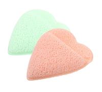 VICASKY 2Pcs Face Exfoliator Sponge Gentle Cleansing Tool for Makeup Removal Deep Pore Cleansing Reusable Face Scrubbers Heart Orange Green for Smooth Skin and Refined Complexion