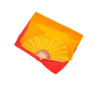 VICASKY 2pcs Faux Silk Belly Dance Fan Long for Square Dance and Performance Gradient Red Orange Yellow Flame Design Lightweight Decorative for Adults