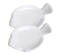 VICASKY 2pcs Fish Shaped Ceramic Garlic Grinders Wear Resistant Ginger Plate Kitchen Mincers for Garlic Wasabi Cheese Easy to Clean Dishwasher Safe Manual Grating Tool for Home Cooking