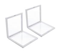 VICASKY 2pcs Floating Display Case Jewelry Packing Box with Push-to-open Design White Plastic Flexible Pe Membrane Elegant Style for Display at Home and Professional Use