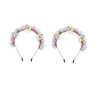 VICASKY 2pcs Floral Headband for Women Flower Embellished Headpiece Wedding Hair Accessory Elegant Design for Bridal Parties and Special Occasions