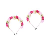 VICASKY 2pcs Floral Headband for Women Flower Embellished Headpiece Wedding Hair Accessory for Bridal Flower Girl Hair Made Materials