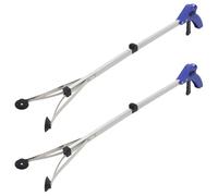 VICASKY 2pcs Foldable Trash Picker Grabber Tools Made of Aluminum Alloy with High Strength Elastic Clamp, Blue Colour, for Home and Yard Garbage and Cigarette Collection