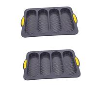 VICASKY 2Pcs French Bread Baking Pans with Multiple Slots Nonstick Silicone Mold for Homemade Baguette Loaves Efficient Heat Distribution Kitchen Baking Tool