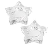 VICASKY 2pcs Glass Tealight Holder Chic Five-pointed Star Candlestick Stand for Desktop Decoration for Home Weddings and Events Glass Craftsmanship