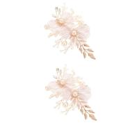VICASKY 2pcs Gold Bridal Hair Clip with Crystal Pearls Lightweight Wedding Hair Accessory for Women and Elegant Flower Design Versatile Styling for Weddings and Parties