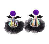 VICASKY 2pcs Halloween Witch Hat Hair Clips Lightweight Decorative Bobby Pins for Cosplay Party Accessories with Purple Bat Design