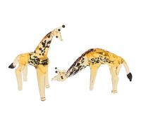 VICASKY 2pcs Hand Blown Glass Giraffe Sculpture Art Figurines in Yellow, Compact and Creative Decor Pieces for Bookcase Or Party Display, Small Glass Animal Ornaments with Artistic Flair