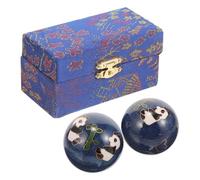 VICASKY 2pcs Hand Fitness Balls with Enamel Surface for Exercise and Muscle Strengthening Baoding Massage Spheres with Panda Bamboo Design Portable Gift for Hand Therapy and Stress Relief
