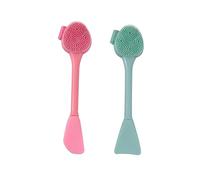 VICASKY 2pcs Handheld Face Silicone Facial Cleansing Brush Multi-Purpose Makeup Brush Cleaner Double-Headed Lady Scrub Green Pink