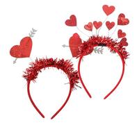 VICASKY 2pcs Heart Headband Valentine's Day Party Hair Hoops Lightweight Comfortable Bridal Accessory