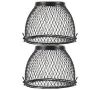 VICASKY 2pcs Heat Lamp Cage Guard for Reptiles and Pets, Iron Anti-scald Lampshade with Enhanced Safety, Suitable for Turtle and Pet Snakes, 4.5 Inch Black Reptile Heating Lamp Cover