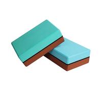VICASKY 2pcs High Density Eva Yoga Blocks Double Colored Stretching Aid for Fitness Gym Non Slip Lightweight Support Blue Dark Brown Green Dark Brown Enhance Flexibility Balance
