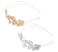 VICASKY 2Pcs Hollow Butterfly Headband Vintage Wedding Tiara for Boho Brides Bachelorette Parties Comfortable Gold Silver Headpieces for Women