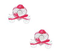 VICASKY 2pcs Hollow Heart Cart Candy Box Metal Candy Container Romantic Wedding Party Gift Box for Sweets Cookies in Rose Red