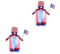 VICASKY 2pcs Independence Day Gnome Doll Decor with Flag Holding Pose Adorable Rudolph Inspired Dwarf Ornament Lovely Holiday Decoration for Home Family and Friends and Detailed