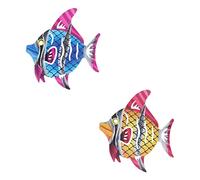 VICASKY 2pcs Iron Fish Wall Decor Indoor Hanging Art Ornament for Home Decoration Blue Yellow Wrought Iron Fish Design for Living Room Garden and Corridor
