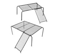 VICASKY 2pcs Iron Mesh Farmhouse Rack for Small Animals with Ladder and Water Cup Holder, Convenient Chicken Platform Rack for Cage Use, Sturdy Black Pet Supply Stand