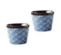 VICASKY 2Pcs Japanese Style Ceramics Sake Cups Heat Resistant Sea Wave Ripple Pattern Multifunctional Elegant Tea and Spirit Drinking Vessel