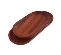 VICASKY 2pcs Japanese Style Oval Wooden Serving Tray Minimalist Beaded Design Multipurpose Fruit and Snack Plates for Kitchen Coffee Table Dining Entryway Decor Wood Oval Trays