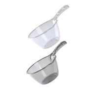 VICASKY 2Pcs Kitchen Water Ladle with Long Handles Transparent and Grey Plastic Multipurpose Water Scoop for Cooking Gardening and Home Use Easy to Clean Design