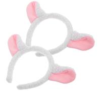 VICASKY 2pcs Lamb Ears Headband for Adults and Kids, White Plush Animal Ears Hairband with Moderate Elasticity and Fade Resistant Material, for Themed Parties and Daily Outings