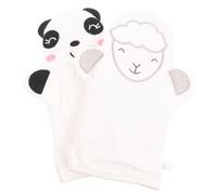 VICASKY 2pcs Large Baby Bath Gloves Cartoon Animal Exfoliating Body Scrubbing Mitts White Panda Sheep for Gentle Shower Skin Cleaning