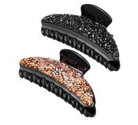 VICASKY 2pcs Large Resin Hair Claw Clips for Women and Black and Hair Accessories Smooth Non Damaging Strong Hold