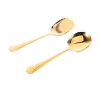 VICASKY 2pcs Large Stainless Steel Serving Spoons with Long Handles Polished Communal Tableware Utensils for Restaurant Home Buffet Use Practical Disease Prevention Cutlery