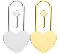 VICASKY 2pcs Love Locks Heart Shape Padlock for Box and Suitcase Travel Use, Mini Size Zinc Alloy Key Padlock in Silver and Golden, Classic Style Lockable Jewellery Box and Luggage Lock