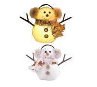 VICASKY 2Pcs Luminous Christmas Snowman Hanging Ornaments with Plaid and Striped Scarves, Glow Xmas Tree Pendants Decorative Snowman Plush for Holiday Decor and