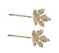 VICASKY 2Pcs Maple Leaf Hairpins Alloy Bang Clips Decorative Hair Accessories for Women Suitable for Weddings Proms Parties Daily Wear Golden Simple Plant Design