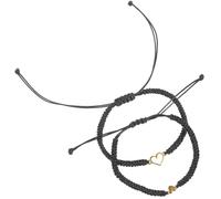 VICASKY 2pcs Matching Heart Braided Rope Bracelets for Mother and Daughter, Black Alloy String Bracelets Showing Friendship and Expressing Feelings, Suitable for Casual Occasions