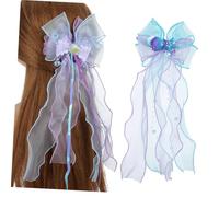 VICASKY 2pcs Mermaid Hair Bow Clips with Seashell and Elements Strong Grip Barrettes for Women and Secure Hold for Outdoor and Indoor Styling Versatile Hair Accessories
