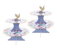 VICASKY 2pcs Mermaid Theme 2 Tier Cardboard Cupcake Stand