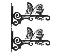 VICASKY 2pcs Metal Hanging Basket Hooks Decorative Butterfly Playing on A Flower Pattern Iron Plant Hooks for Wall, Multi-functionality Space Optimization Black Bracket for Lanterns Bird