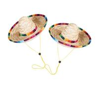 VICASKY 2pcs Mexican Dog Straw Hats Lightweight Wear-resistant Sunhat for Pets Funny Costume Accessories for Cinco De Mayo Party and Outdoor Use