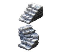 VICASKY 2pcs Micro Steps Decor Resin Stone Stairs Model Ornaments for Miniature Landscape Curved Straight Patio Steps for Fairy Garden and Dollhouse Scenery Decoration