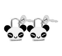 VICASKY 2pcs Mini Panda Shaped Padlock with Key Lightweight Silicone and Metal Material Portable Size Cute Cartoon Design for Travel and Home Luggage or Treasure Chest Lock