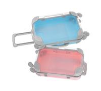 VICASKY 2pcs Mini Plastic Makeup Suitcase for Portable Trolley Style Lash Containers with Detachable Design Safe Travel Storage Boxes for Eyelash and Cosmetic Organization Adorable Blue