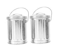 VICASKY 2pcs Mini Small Trash Can with Lid Compact Desktop Garbage Storage Bucket for Office and Home Portable Tiny Ash Container for Grounds Wastepaper Crumbs and Small Trash