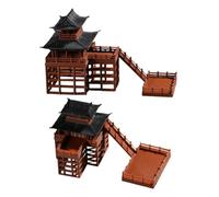VICASKY 2PCS Miniature Pagoda Resin Statues for Bonsai and Terrarium Decor Traditional Chinese Architecture Model Compact Pavilion Ornament for DIY Crafts and Micro Landscape Display