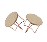 VICASKY 2Pcs Miniature Wooden Metal Tea Table Dollhouse Furniture Realistic Adornment for Tiny Homes Detail Design for Living Room Dining Room