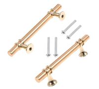 VICASKY 2pcs Modern Aluminum Alloy Drawer Pulls 96mm Hole Distance in Gold | Dual-hole Design, Smooth Polished Surface, for Drawers, Cabinets, Wardrobes and Home Renovation
