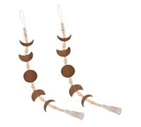 VICASKY 2pcs Moon Bead Pendant Rustic Wall Hanging Bohemian Moon Phase Home Decoration Bedroom Wall Ornament